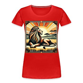 König Savanne Löwe Art Deco Style - Frauen Premium Bio T-Shirt - Rot - Vorne - Mia (176cm)