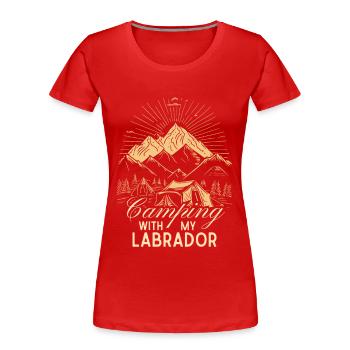 Labrador Camping Zelten - T-shirt bio Premium Femme - rouge - Devant - Mia (176cm)
