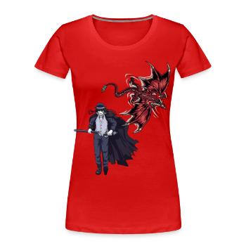 Drachen Schwertkämpfer Fantasy Mittelalter Märchen - Frauen Premium Bio T-Shirt - Rot - Vorne - Mia (176cm)