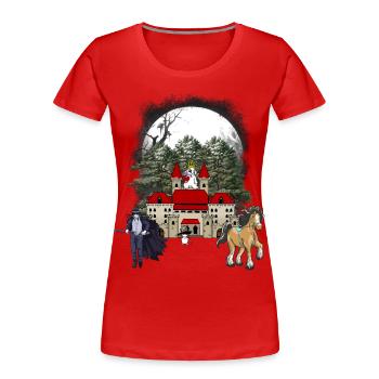 Château Cheval Fantaisie Conte De Fées Conte De Fées Personnage Château - T-shirt bio Premium Femme - rouge - Devant - Mia (176cm)