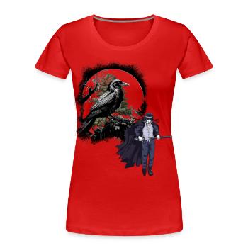 Horror Halloween Rabe Schwertkämpfer Krähe Dark - Frauen Premium Bio T-Shirt - Rot - Vorne - Mia (176cm)