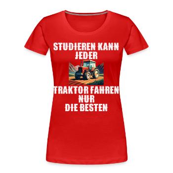 Traktor Landwirtschaft Trecker Landwirt Trecker - Frauen Premium Bio T-Shirt - Rot - Vorne - Mia (176cm)