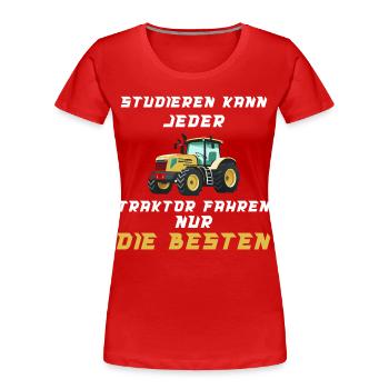 Traktor Landwirtschaft Trecker Landwirt Trecker - Frauen Premium Bio T-Shirt - Rot - Vorne - Mia (176cm)