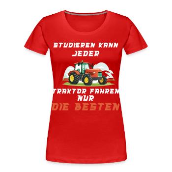 Traktor Landwirtschaft Trecker Landwirt Trecker - Frauen Premium Bio T-Shirt - Rot - Vorne - Mia (176cm)
