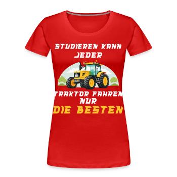 Traktor Landwirtschaft Trecker Landwirt Trecker - Frauen Premium Bio T-Shirt - Rot - Vorne - Mia (176cm)