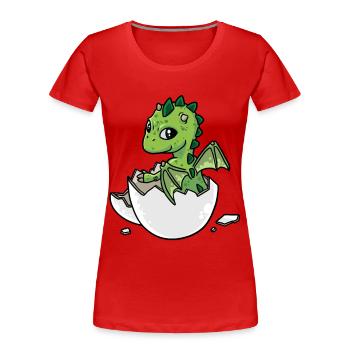 Petit bébé dragon dragon naissance oeuf coquille - T-shirt bio Premium Femme - rouge - Devant - Mia (176cm)