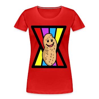 Erdnuss Erdnüsse Nuss Nüsse Nahrung fröhlich - Frauen Premium Bio T-Shirt - Rot - Vorne - Mia (176cm)