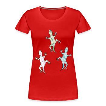 Lézards Lézard Gecko Faune Zoo Animaux Zoo - T-shirt bio Premium Femme - rouge - Devant - Mia (176cm)