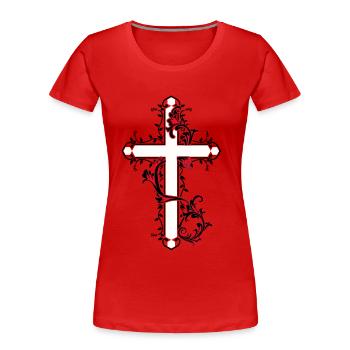 Kreuz Kreuze Kirche Gott Messias himmlisch Christ - Frauen Premium Bio T-Shirt - Rot - Vorne - Mia (176cm)