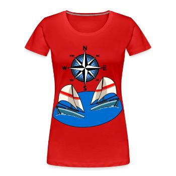 Voile nordique voilier rose des vents boussole maritime - T-shirt bio Premium Femme - rouge - Devant - Mia (176cm)