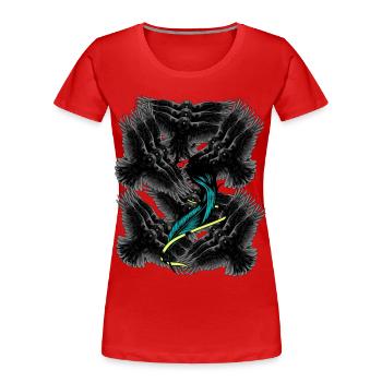 Federn Flügel Tod Krähen Jenseits Trauer - Frauen Premium Bio T-Shirt - Rot - Vorne - Mia (176cm)