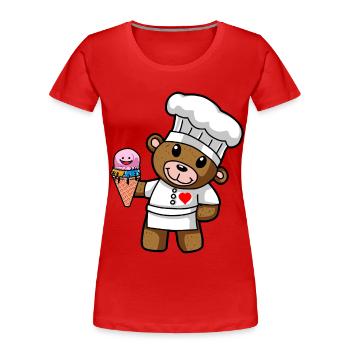 Teddy Cream Pastry Chef Candy Cream Shop Kid - Women's Premium Organic T-Shirt - red - Front - Mia (176cm)