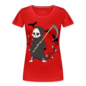 Nature Réincarnation Vie Fin Mort Cimetière Sens - T-shirt bio Premium Femme - rouge - Devant - Mia (176cm)