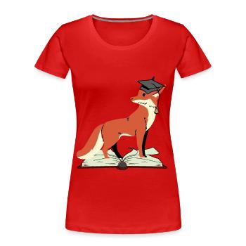 Fox Abitur learn smart wise wisdom wise - Women's Premium Organic T-Shirt - red - Front - Mia (176cm)