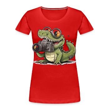 Snap Happy Reptile - Women's Premium Organic T-Shirt - red - Front - Mia (176cm)