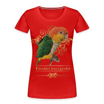 Der orangeköpfige Caique - Frauen Premium Bio T-Shirt - Rot - Vorne - Mia (176cm)