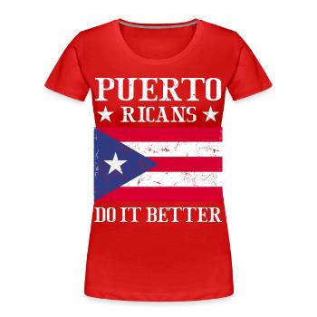 Puerto Rico Flagge | Puerto Ricaner Geschenkideen - Frauen Premium Bio T-Shirt - Rot - Vorne - Mia (176cm)