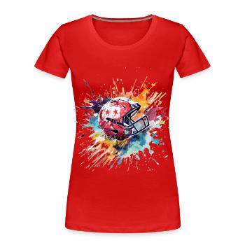 Casque de football américain Splash Color Explosion - T-shirt bio Premium Femme - rouge - Devant - Mia (176cm)