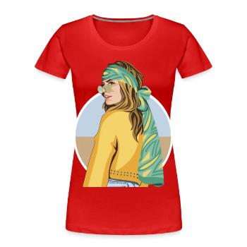 Traveling - Women's Premium Organic T-Shirt - red - Front - Mia (176cm)