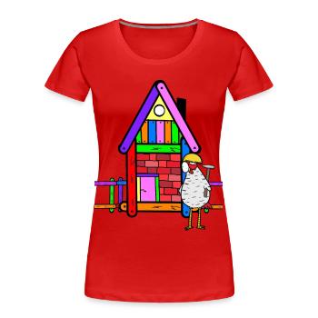 Handwerker Huhn Hühnerstall renovieren Bauherr - Frauen Premium Bio T-Shirt - Rot - Vorne - Mia (176cm)