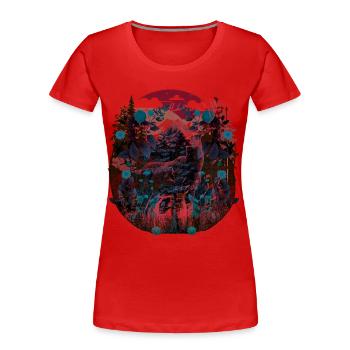 Cerf Vintage Nature rétro cerf Woodland animaux - T-shirt bio Premium Femme - rouge - Devant - Mia (176cm)