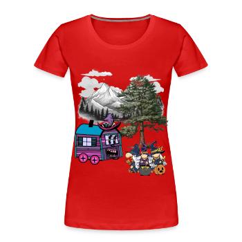Hexe Hexen Halloween Bauwagen - Frauen Premium Bio T-Shirt - Rot - Vorne - Mia (176cm)
