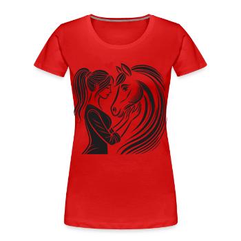 Cheval, Équitation, Cavalier, Propriétaire de chevaux, Sport équestre - T-shirt bio Premium Femme - rouge - Devant - Mia (176cm)