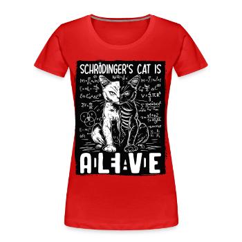 Schrödinger's Cat Is Dead and Alive - Frauen Premium Bio T-Shirt - Rot - Vorne - Mia (176cm)