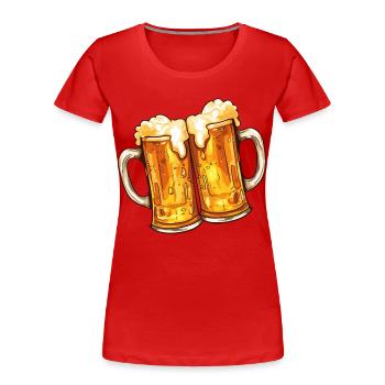 Chopes à bière Chopes à bière Verres à bière Bière Boire de l’alcool - T-shirt bio Premium Femme - rouge - Devant - Mia (176cm)