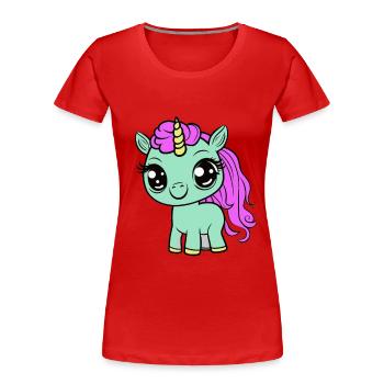 Bébé Licorne Licornes Enfant Enfants Enfant Enfant Cheval - T-shirt bio Premium Femme - rouge - Devant - Mia (176cm)