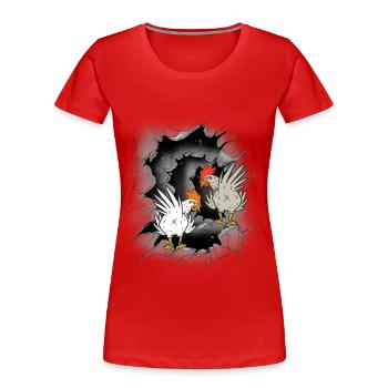 Poulet Poules Poules Coqs Coqs - T-shirt bio Premium Femme - rouge - Devant - Mia (176cm)