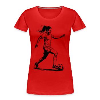 Fußball Fußballerin, bunt, Fussballspielerin Frau - Frauen Premium Bio T-Shirt - Rot - Vorne - Mia (176cm)