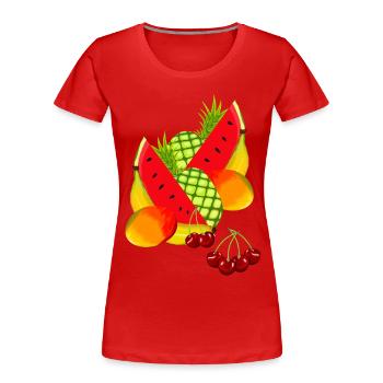 Sommerzeit Obst Frucht Früchte - Frauen Premium Bio T-Shirt - Rot - Vorne - Mia (176cm)