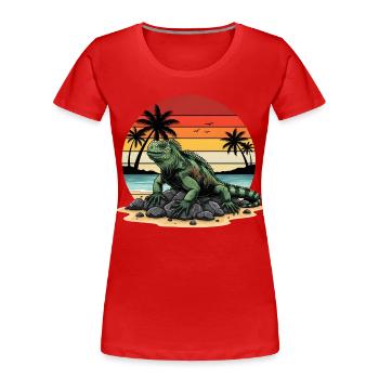 Galápagos Islands Marine Iguan - Frauen Premium Bio T-Shirt - Rot - Vorne - Mia (176cm)