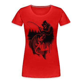 Pêche à la carpe Pêche à la ligne Pêche à la ligne - T-shirt bio Premium Femme - rouge - Devant - Mia (176cm)