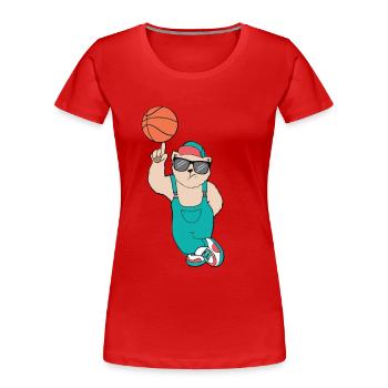 basketball bear cool gift shirt - Women's Premium Organic T-Shirt - red - Front - Mia (176cm)
