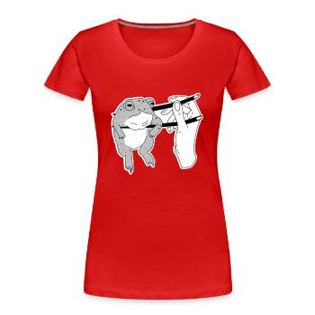 Satire Lustig Frosch Stäbchen Asiatisch Geschenk - Frauen Premium Bio T-Shirt - Rot - Vorne - Mia (176cm)