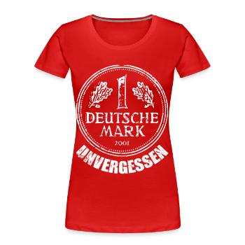 Deutsche Mark Unvergessen Eine Markstück 1 DM 90er - Frauen Premium Bio T-Shirt - Rot - Vorne - Mia (176cm)