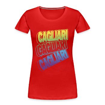 Cagliari Italie Ville Font Skyline Accueil - T-shirt bio Premium Femme - rouge - Devant - Mia (176cm)