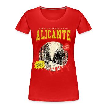 Alicante Spain City Skyline Vintage Retro - Women's Premium Organic T-Shirt - red - Front - Mia (176cm)