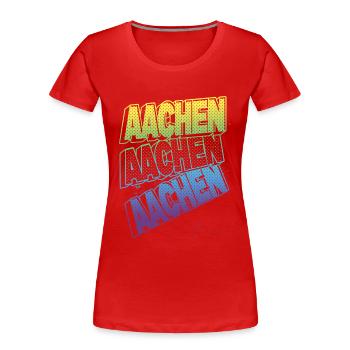 Aachen Deutschland Stadt Schrift Skyline Heimat - Frauen Premium Bio T-Shirt - Rot - Vorne - Mia (176cm)