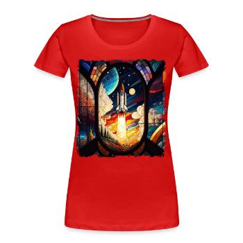 Lancement de fusée spatiale Kirchenglass Buntglass - T-shirt bio Premium Femme - rouge - Devant - Mia (176cm)