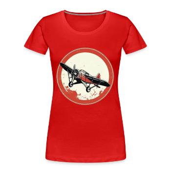 Flugzeug Retro Propeller - Frauen Premium Bio T-Shirt - Rot - Vorne - Mia (176cm)