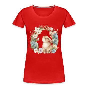 Rabbit flower wreath - Women's Premium Organic T-Shirt - red - Front - Mia (176cm)