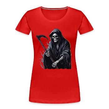 Faucheuse d’Halloween - T-shirt bio Premium Femme - rouge - Devant - Mia (176cm)