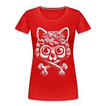 Pattes de velours foncé : un motif de crâne pour les fans de chats - T-shirt bio Premium Femme - rouge - Devant - Mia (176cm)