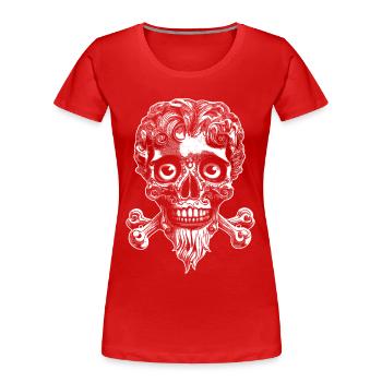Skull Trail Shirt: Wilder Biker-Stil - Frauen Premium Bio T-Shirt - Rot - Vorne - Mia (176cm)