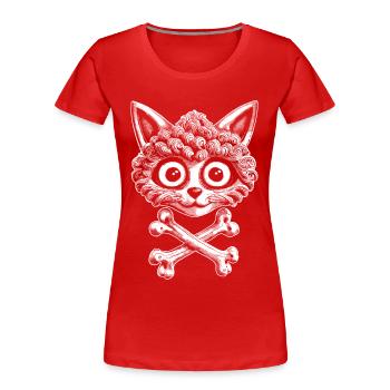 Pirate Cat : T-shirt pour les rebelles audacieux du bien-être animal - T-shirt bio Premium Femme - rouge - Devant - Mia (176cm)
