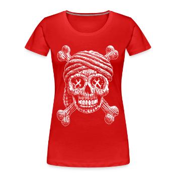 Tattoo der Dunkelheit: Totenkopf T-Shirt - Frauen Premium Bio T-Shirt - Rot - Vorne - Mia (176cm)