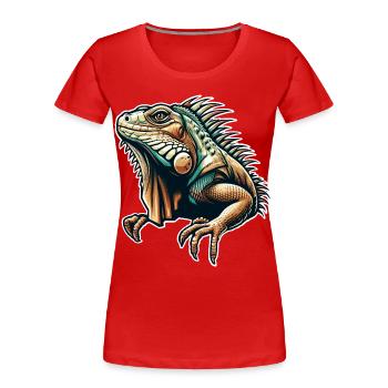 Leguan - Frauen Premium Bio T-Shirt - Rot - Vorne - Mia (176cm)